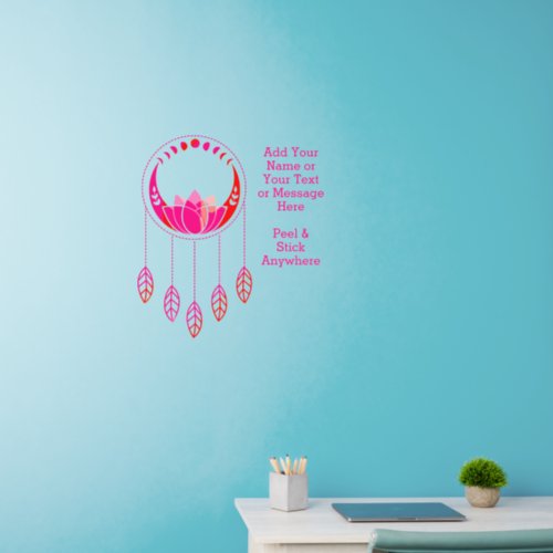 Add Name Text Pink Lotus Flower Dream Catcher 24 Wall Decal