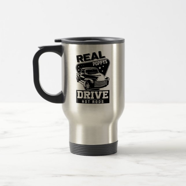 Add Name Text Real Grandfather Pop Drive Hot Rods  Travel Mug (Left)