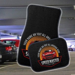 Add Name Text Red Custom SPEED MASTER Car Floor Mat