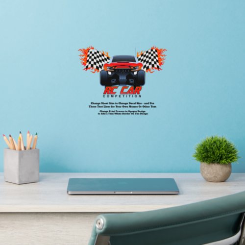 Add Name Text Remote Radio Control Car Flag Flame Wall Decal