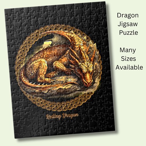 Add Name Text Resting Brown Dragon  Jigsaw Puzzle