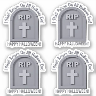 Add Name Text, RIP 3D Gravestone Shall Return Gray Sticker