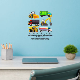 Add Name Text, Six Trucks  Boys  Wall Decal