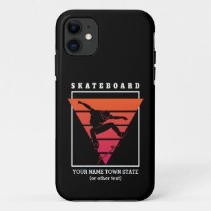 Add Name & Text Skateboard Geometric Triangle Ca iPhone 11 Case