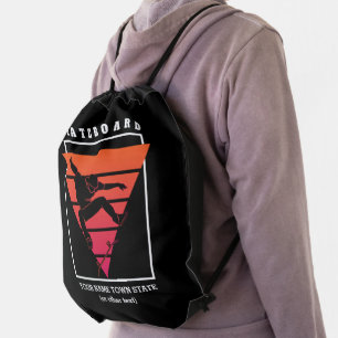 Add Name & Text Skateboard Geometric Triangle      Drawstring Bag
