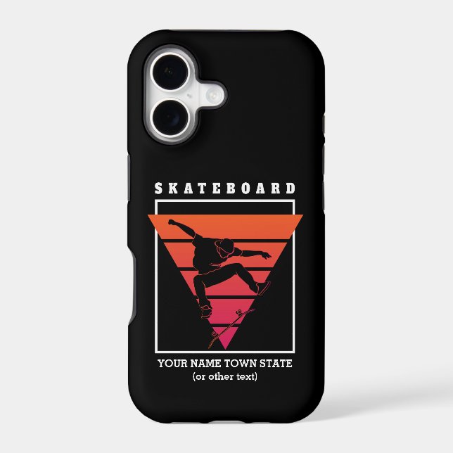 Add Name & Text Skateboard Geometric Triangle   Iphone Case (Back)