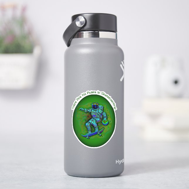 Add Name Text, Skateboarding Astronaut - No Rules  Sticker (HydroFlask)