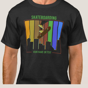 Add Name Text Skateboarding on Urban City Scene T-Shirt