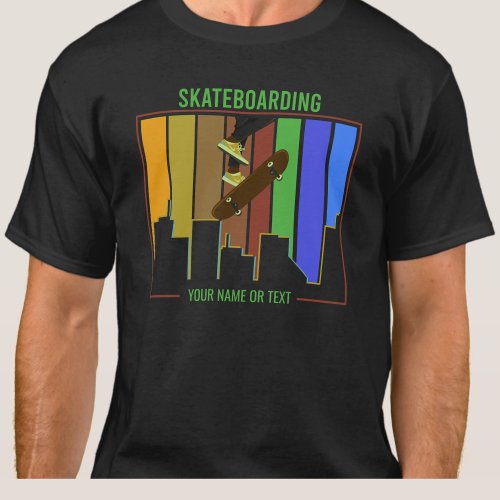 Add Name Text Skateboarding on Urban City Scene T_Shirt