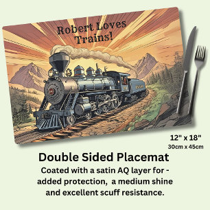 Add Name Text, Steam Train At Sunset Placemat