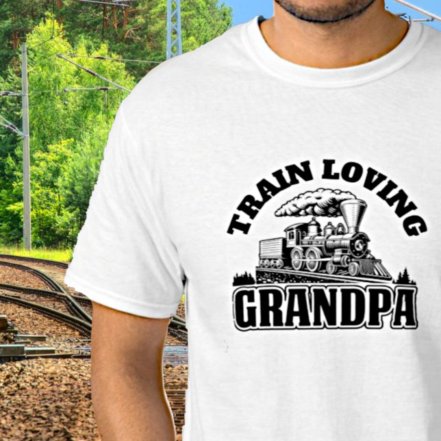 Add NAME / TEXT - Steam Train Engine Grandpa T-Shirt (Creator Uploaded)