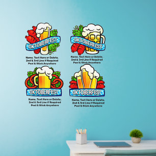 Add Name Text, to 4 Oktoberfest Signs,  on 36" sq Wall Decal