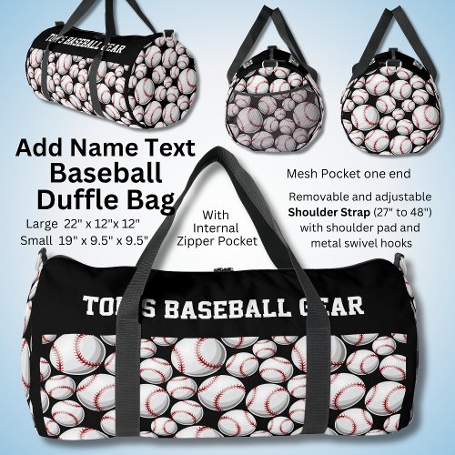 Add Name Text Toms Baseball Gear  Duffle Bag