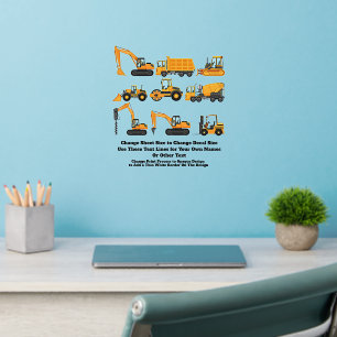 Add Name Text, Trucks Diggers Black Yellow Boys Wall Decal