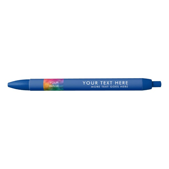 Add Name Text Upload Logo Photo Blue Template Pen (Front)