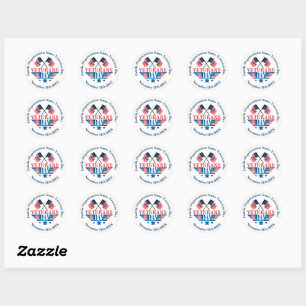 Add Name Text Veterans Day Flag Celebration Party Classic Round Sticker