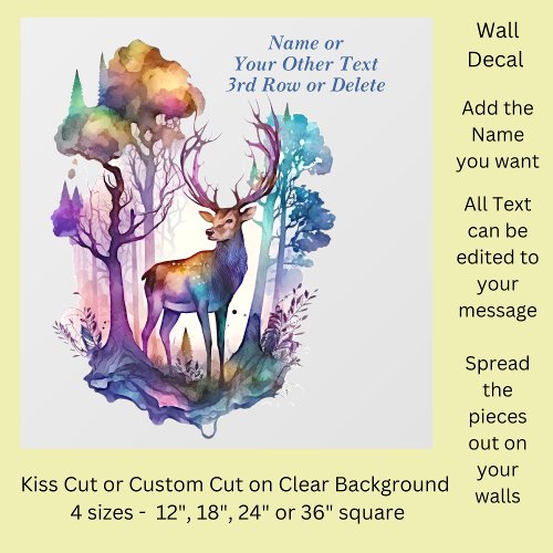 Add Name Text Woodland Stag in Mystical Forest Wall Decal