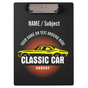 Add Name Text Yellow Classic Car Clipboard