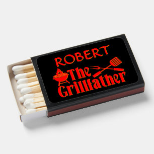Add Name The Grillmaster BBQ Camping Matchboxes