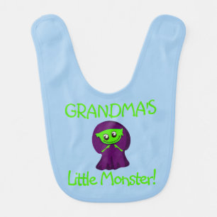 Add Name /Title, Grandpa, Grandma's Little Monster Baby Bib
