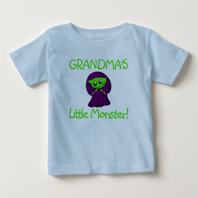 Add Name /Title, Grandpa, Grandma's Little Monster Baby T-Shirt (Front)