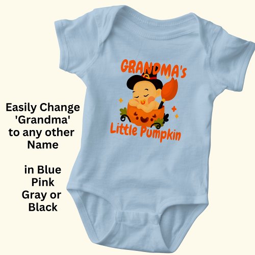 Add Name Title Grandpas Grandmas Little Pumpkin Baby Bodysuit