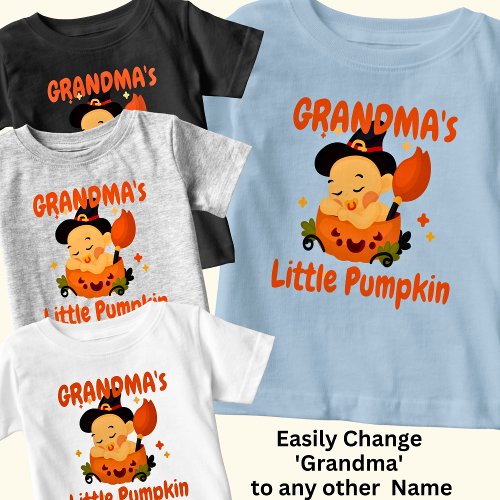 Add Name Title Grandpas Grandmas Little Pumpkin Baby T_Shirt