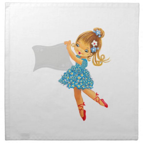 Add name to ballerina vintage art flower fairy cloth napkin