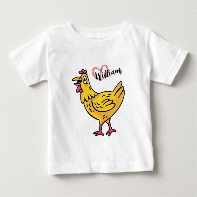 Add Name to chickens Birthday Gift, chikens Lovers Baby T-Shirt (Front)