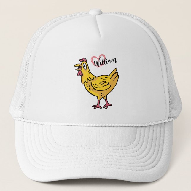Add Name to chickens Birthday Gift, chikens Lovers Trucker Hat (Front)