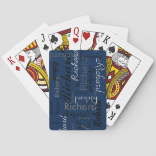 Add Name to get Personalized dark-blue Poker Cards