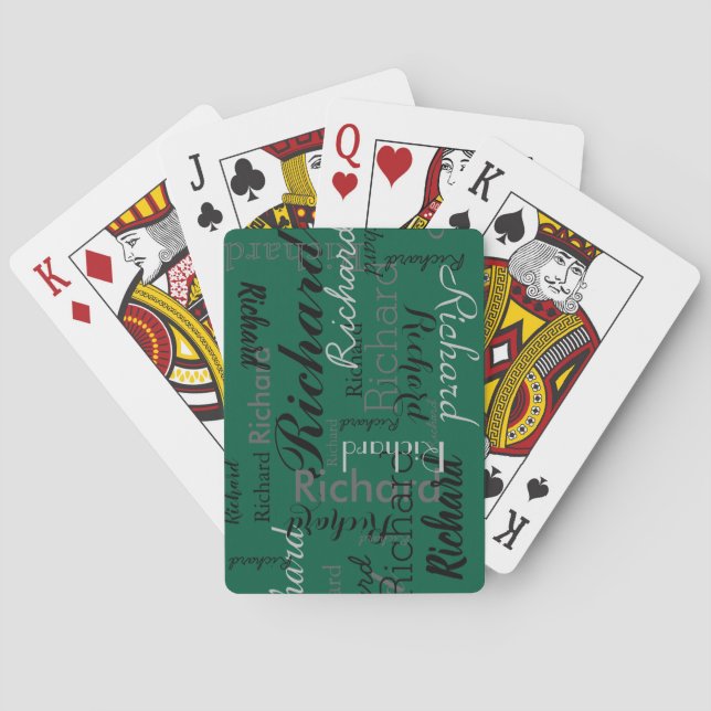 Add Name to get Personalized Green Poker Cards (Back)