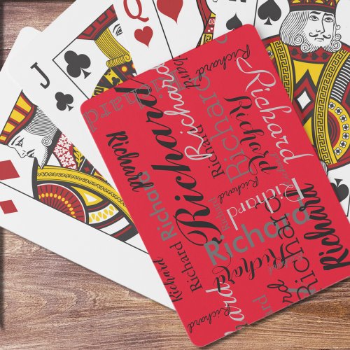 add name to get personalized red playing cards