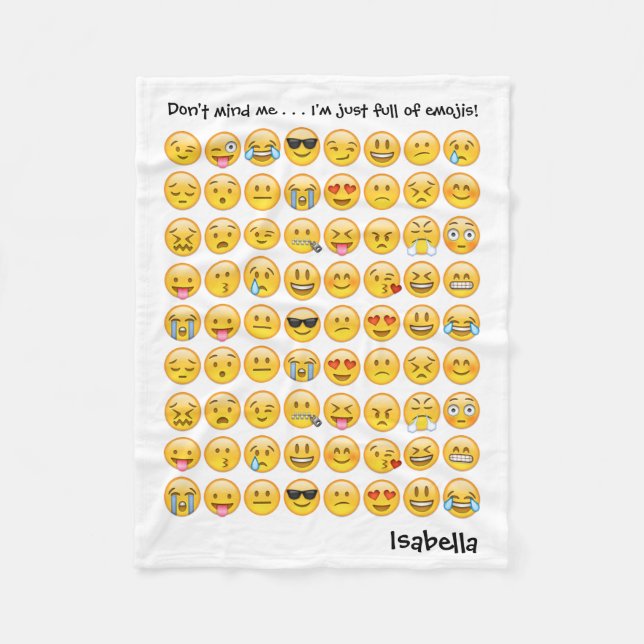 Add Name to Personalized Emoji Print Blanket (Front)