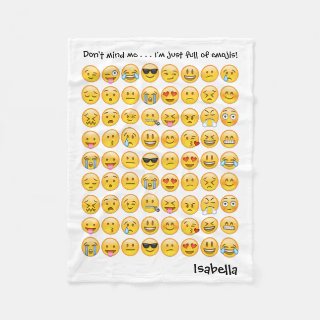 Add Name to Personalized Emoji Print Blanket Zazzle