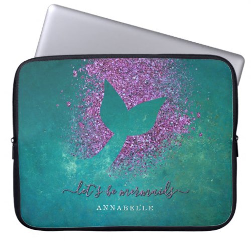 Add Name to Personalized Mermaid Tail Laptop Sleeve