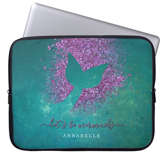 Add Name to Personalized Mermaid Tail Laptop Sleeve (Front)
