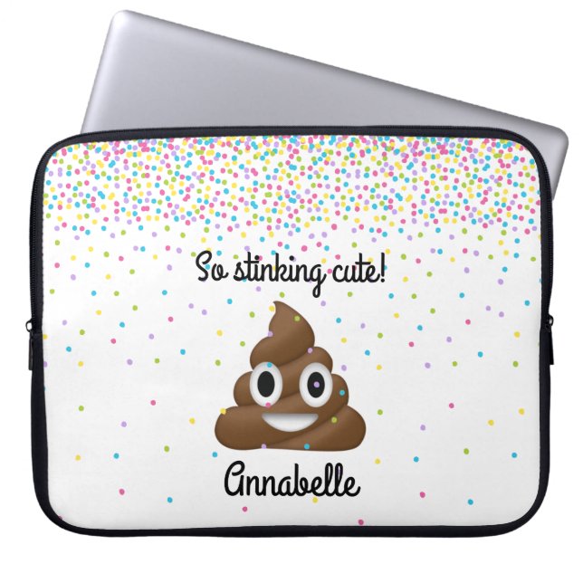 Add Name to Personalized Poop Emoji Laptop Sleeve (Front)