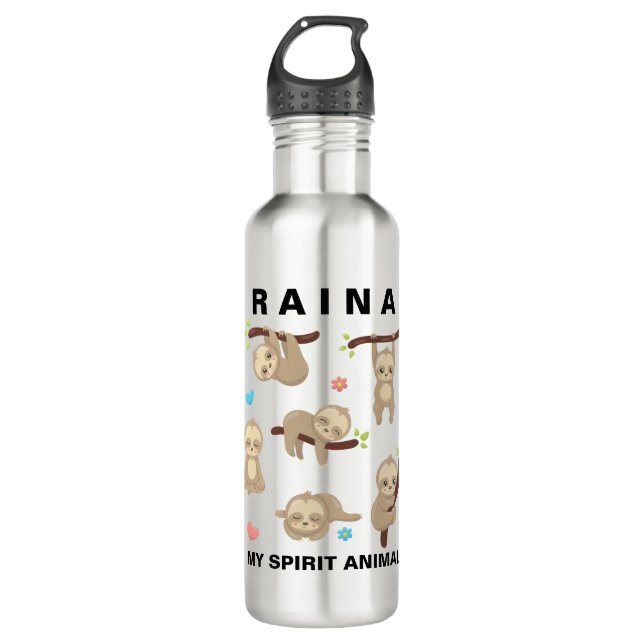 Add Name to Personalized Sloth - My Spirit Animal Water Bottle (Front)