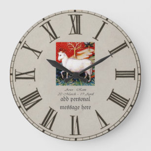 Add name to vintage art style Aries Ram starsign Large Clock