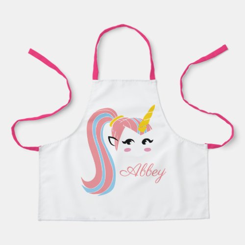 Add Name Unicorn with Ponytail Apron