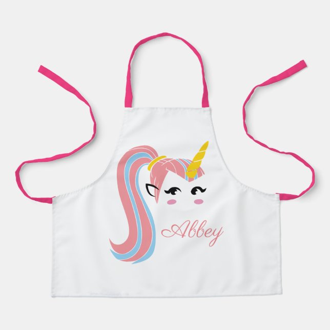 Add Name. Unicorn, with Ponytail. Apron (Front)