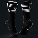 Add Name White Stripes on Black Socks<br><div class="desc">Easily any name to these classic design socks - see my store for lots more great designs</div>