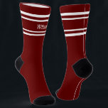 Add Name White Stripes on Dark Red Socks<br><div class="desc">Easily any name to these classic design socks - see my store for lots more great designs</div>