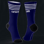 Add Name White Stripes on Navy Blue Socks<br><div class="desc">Easily any name to these classic design socks - see my store for lots more great designs</div>
