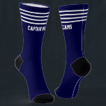 Add Name White Stripes on Navy Blue Socks<br><div class="desc">Easily any name to these classic design socks - see my store for lots more great designs</div>