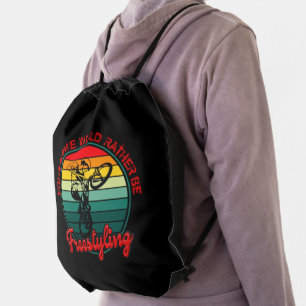 Add Name Would Rather Be Freestyling BMX Bike      Drawstring Bag