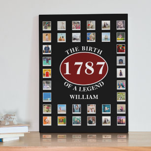 Add Name Year And Photos Birthday Canvas Print