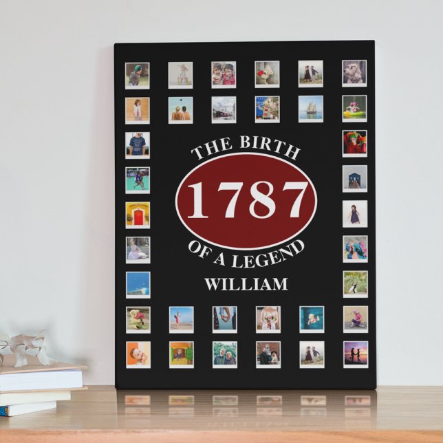 Add Name Year And Photos Birthday Canvas Print (Creator Uploaded)