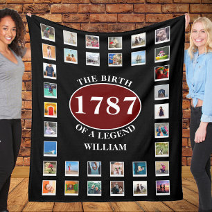 Add Name Year And Photos Birthday  Fleece Blanket